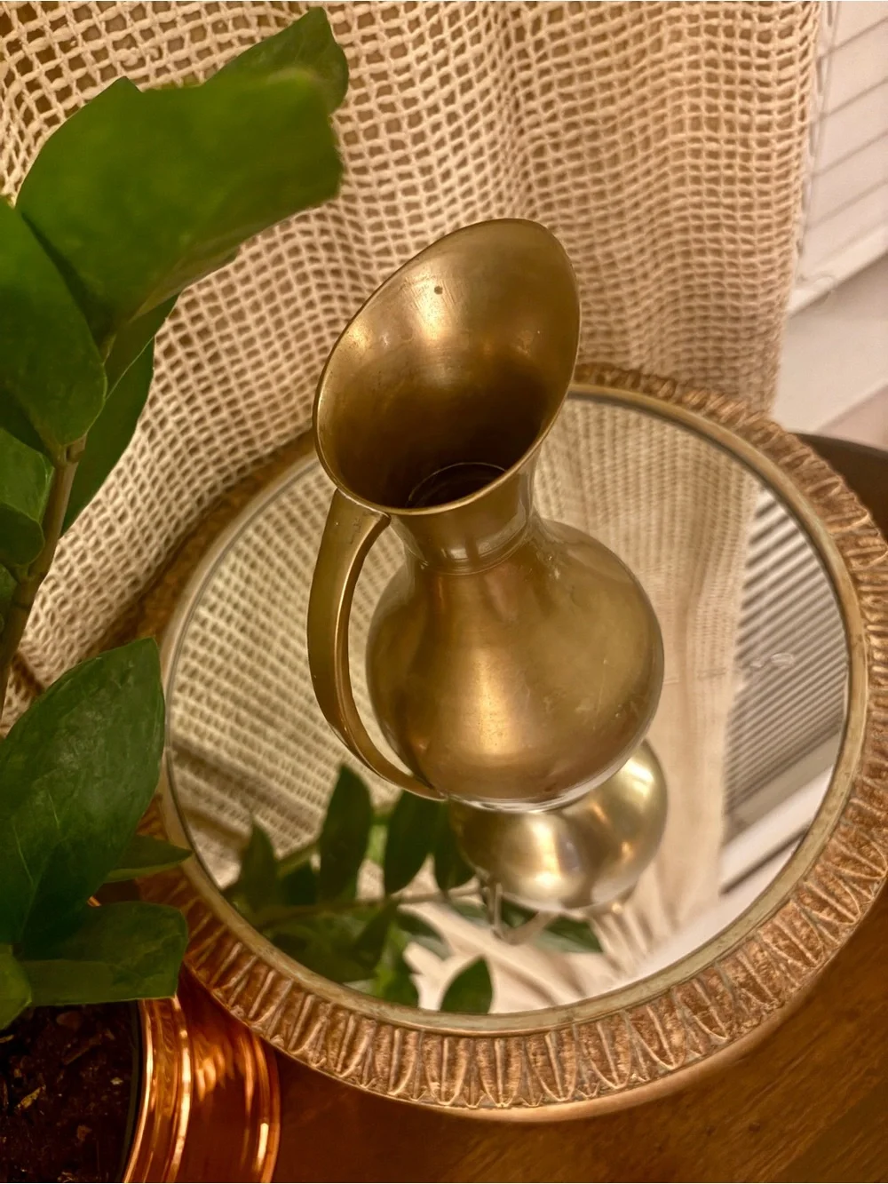 Vintage Brass Decorative Pitcher Vase